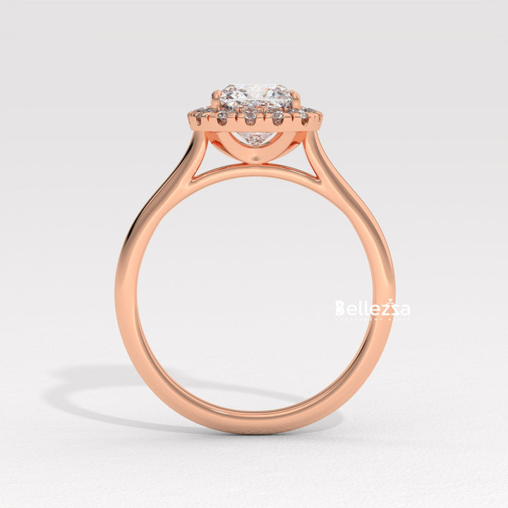 1.0-2.0CT Cushion Cut Lab Grown Diamond Halo Setting Engagement Ring
