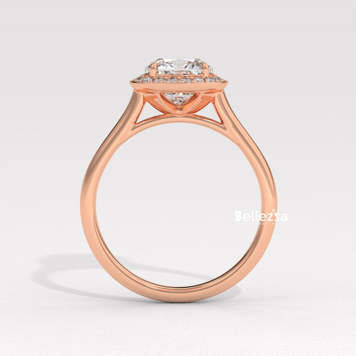 1.50-2.50CT Cushion Cut CVD Diamond Halo Setting Engagement Ring
