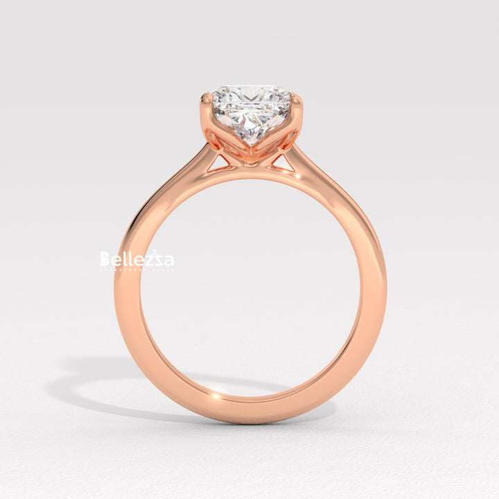 1.0-2.0CT Cushion Diamond Solitaire Setting Lab Grown Engagement Ring