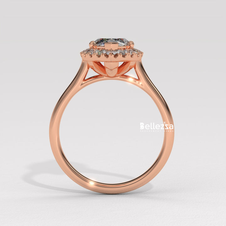 1.50-2.50CT Marquise Cut CVD Diamond Halo Setting Engagement Ring