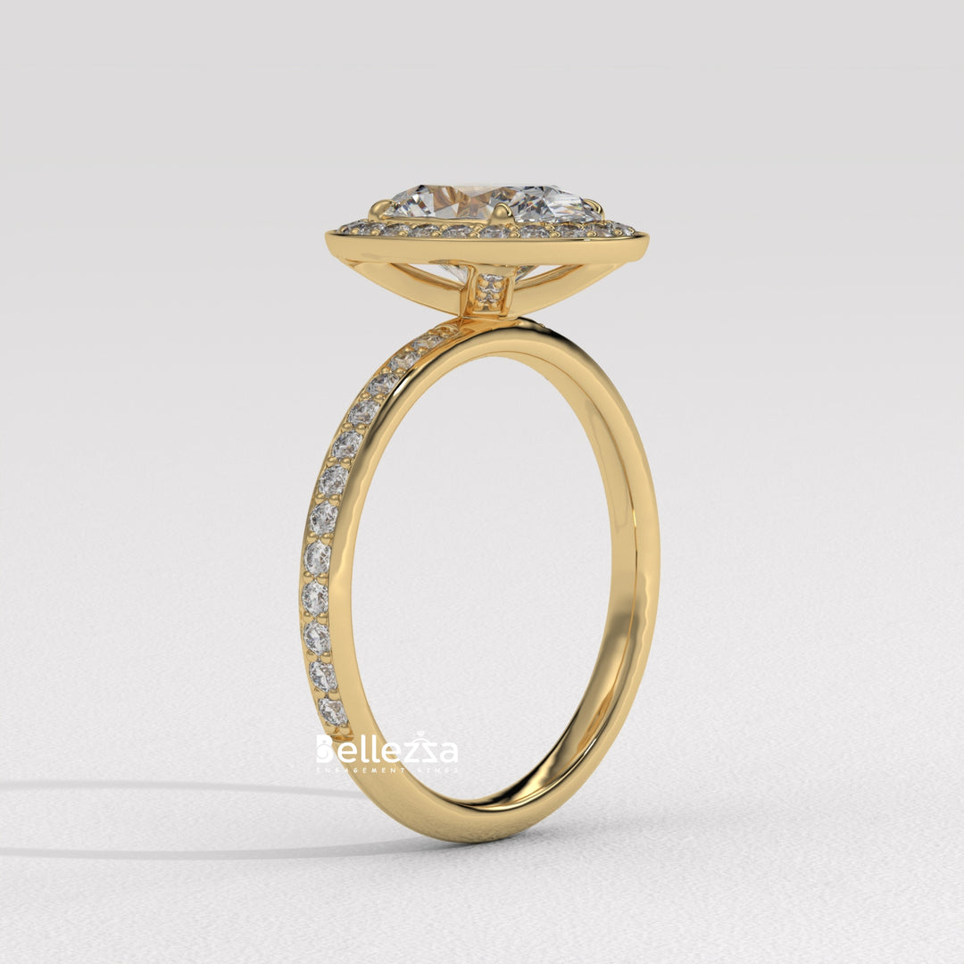 1.50-2.50CT Oval Cut CVD Diamond Halo Setting Engagement Ring
