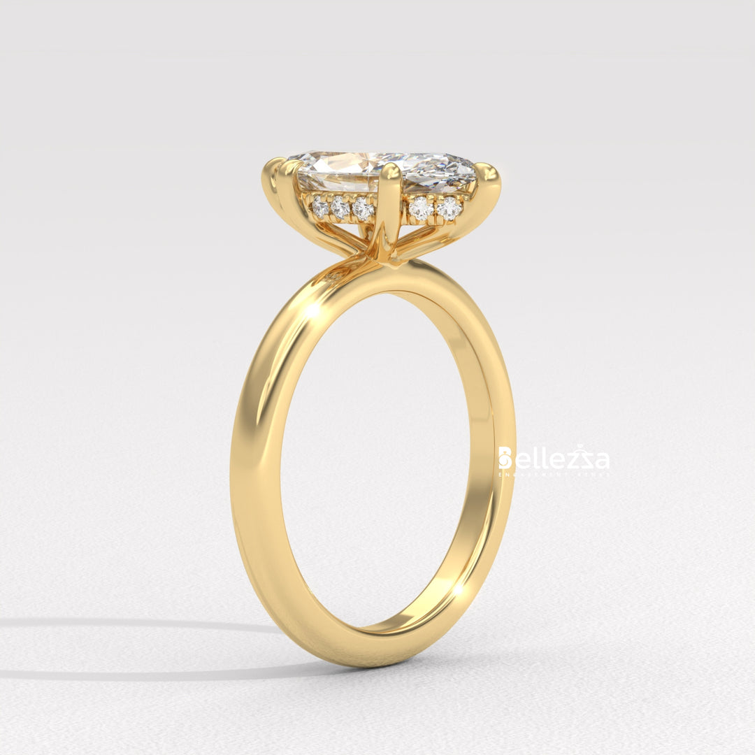 1.50-2.50CT Marquise Cut CVD Diamond Hidden Halo Setting Engagement Ring