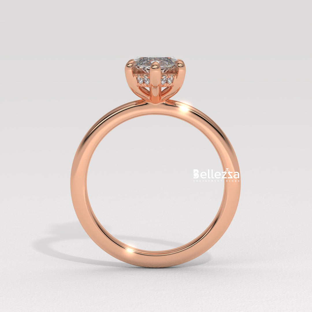 1.50-2.50CT Marquise Cut CVD Diamond Hidden Halo Setting Engagement Ring