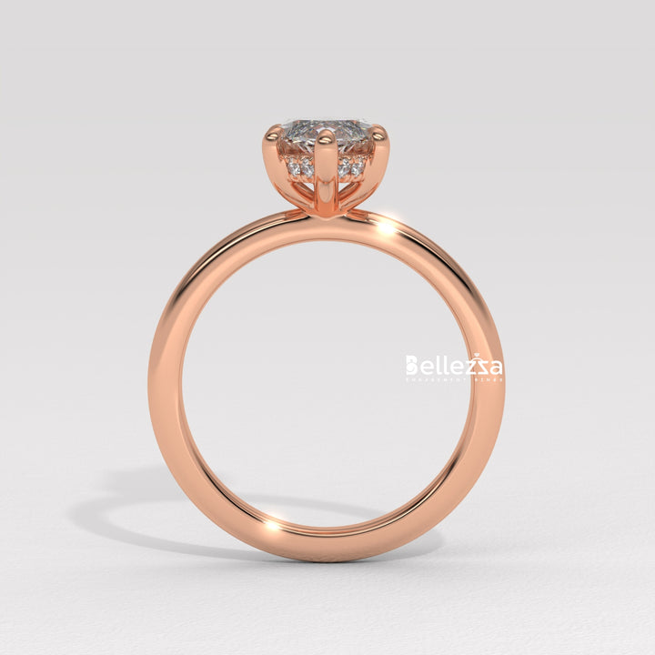 1.50-2.50CT Marquise Cut CVD Diamond Hidden Halo Setting Engagement Ring