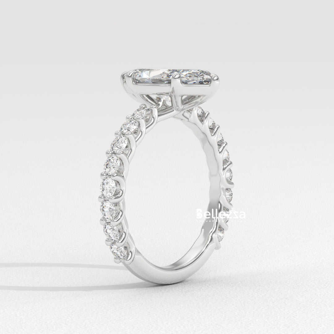 1.50-2.50CT Marquise Cut Pave Setting Lab Grown Engagement Ring