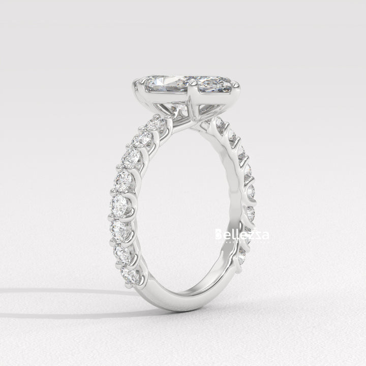 1.50-2.50CT Marquise Cut Pave Setting Lab Grown Engagement Ring