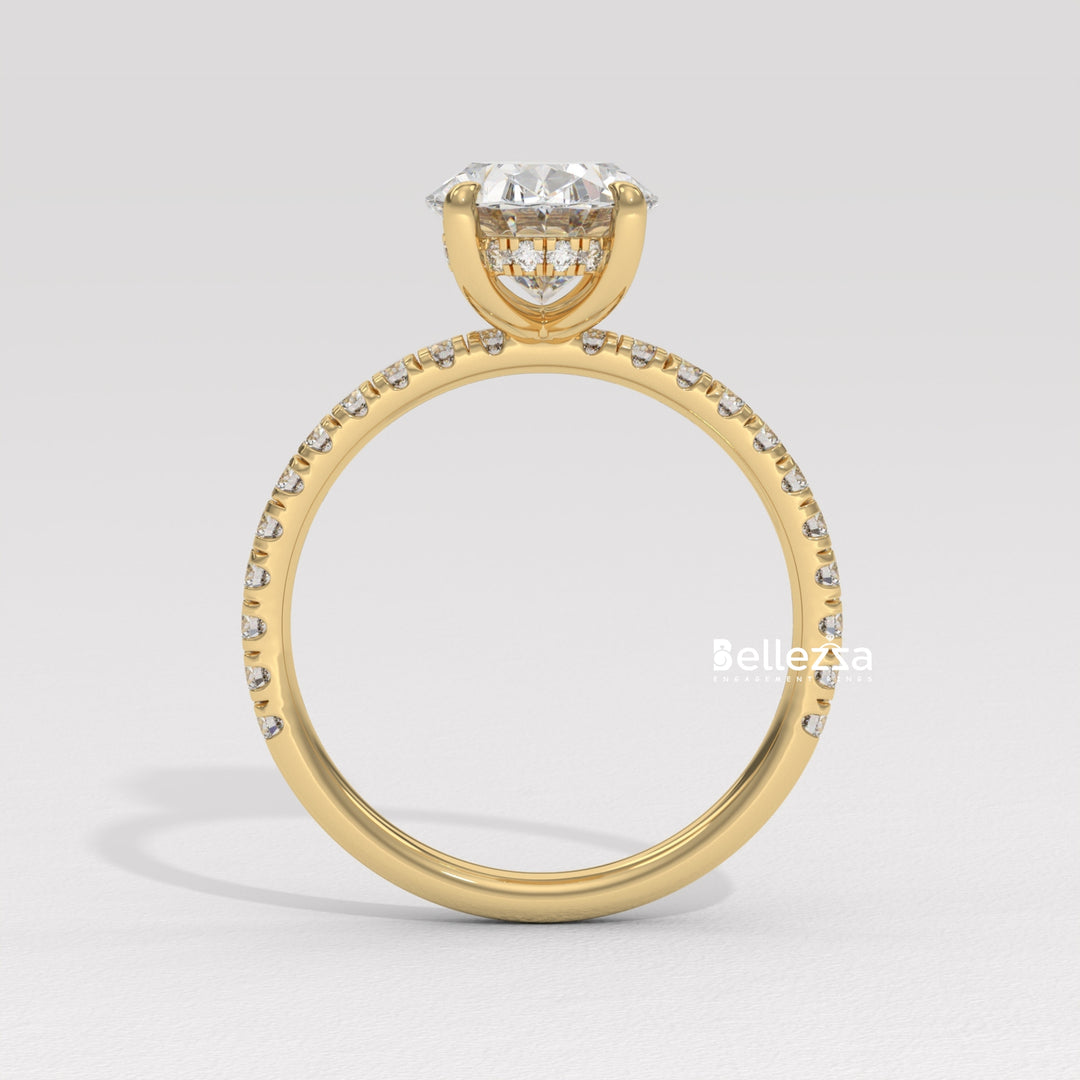 2.0-3.0CT Oval Diamond Pave Setting Lab Grown Engagement Ring