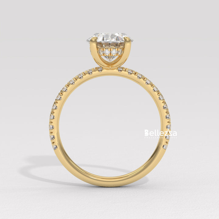 2.0-3.0CT Oval Diamond Pave Setting Lab Grown Engagement Ring