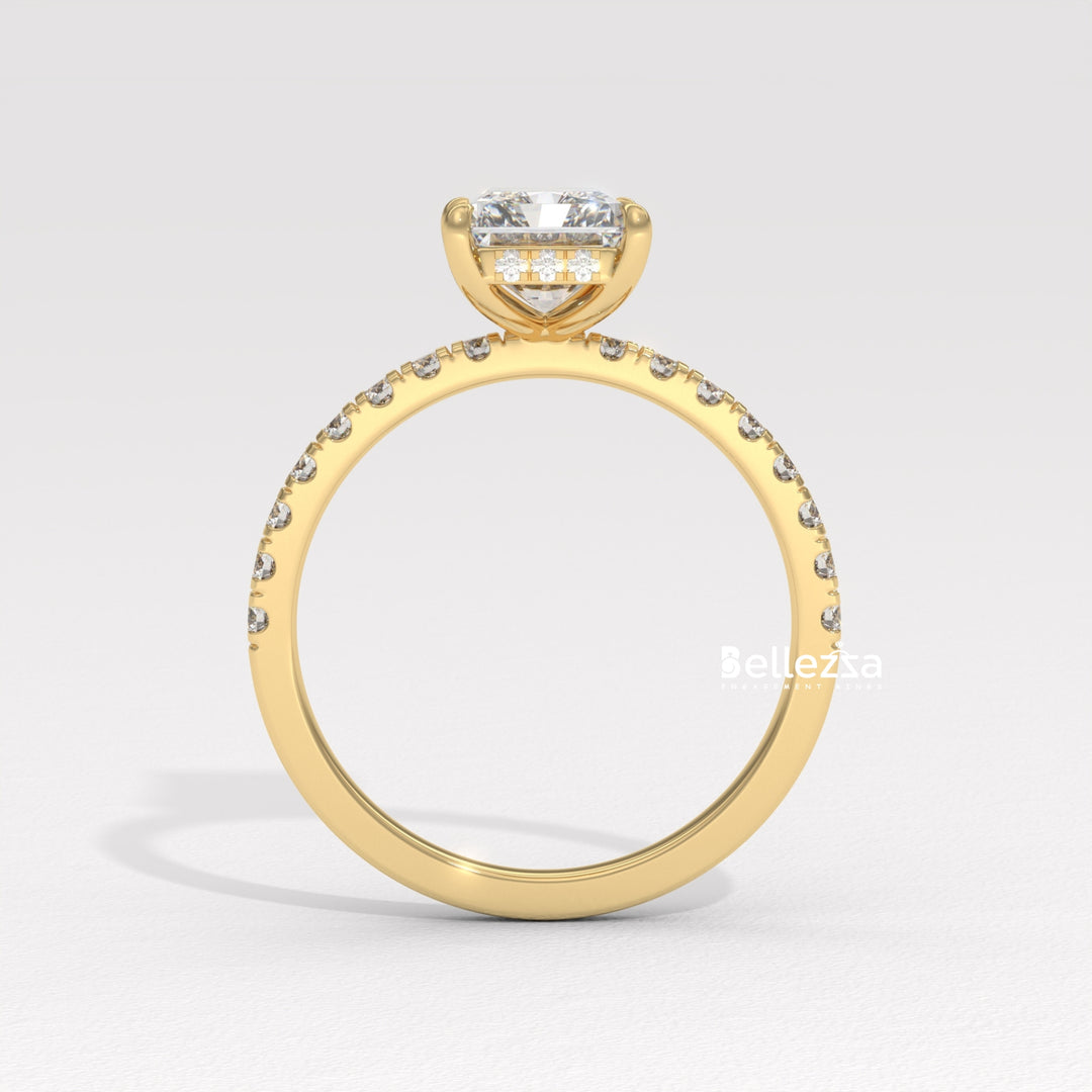 2.0-3.0CT Radiant Diamond Pave Setting Lab Grown Engagement Ring