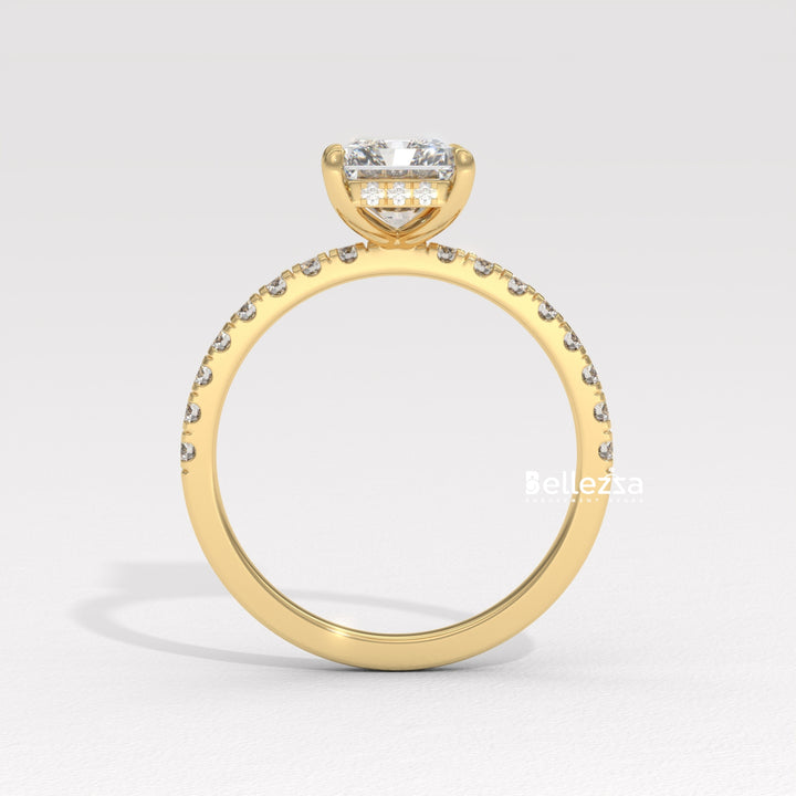 2.0-3.0CT Radiant Diamond Pave Setting Lab Grown Engagement Ring