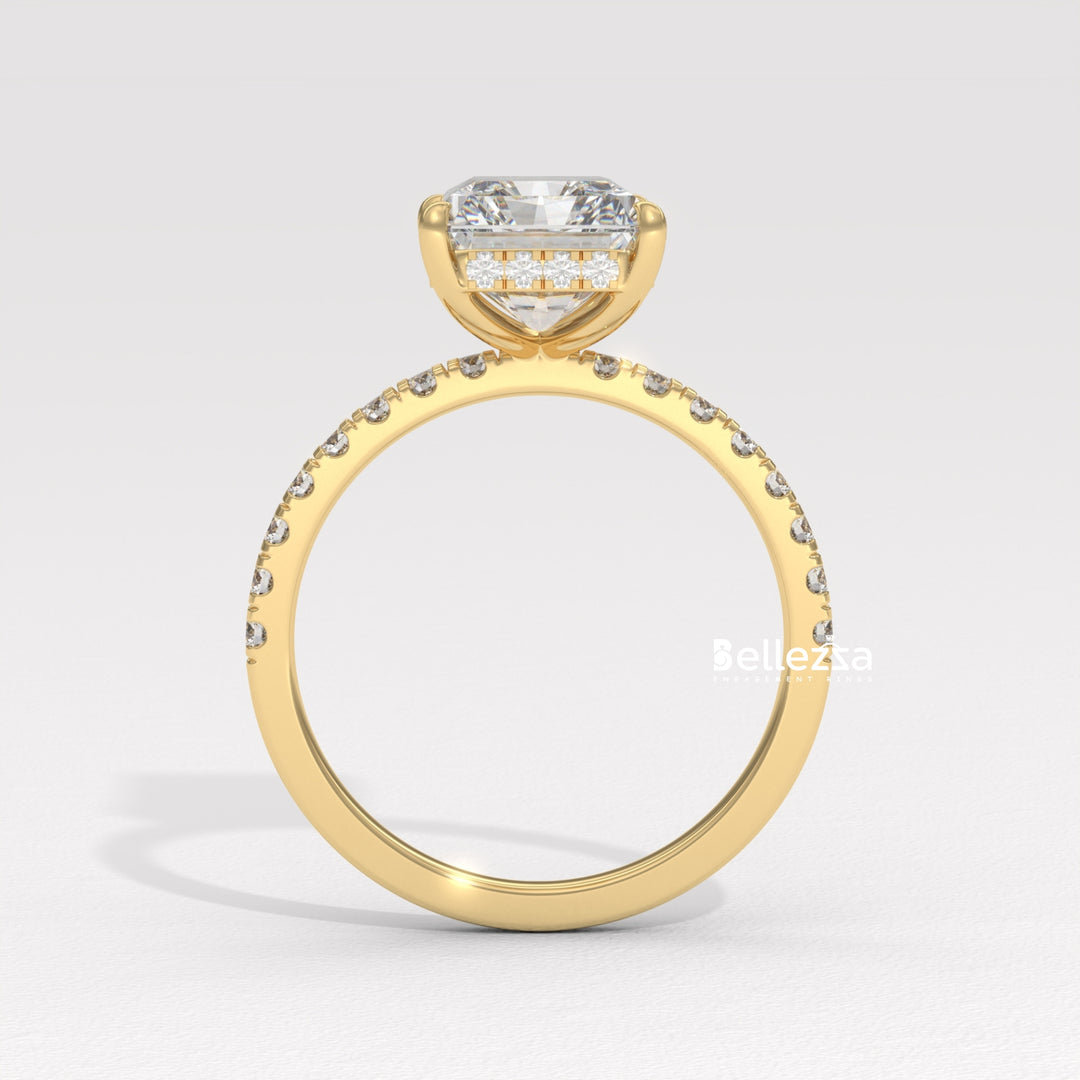 2.50-3.50CT Radiant Diamond Hidden Halo Lab Grown Engagement Ring
