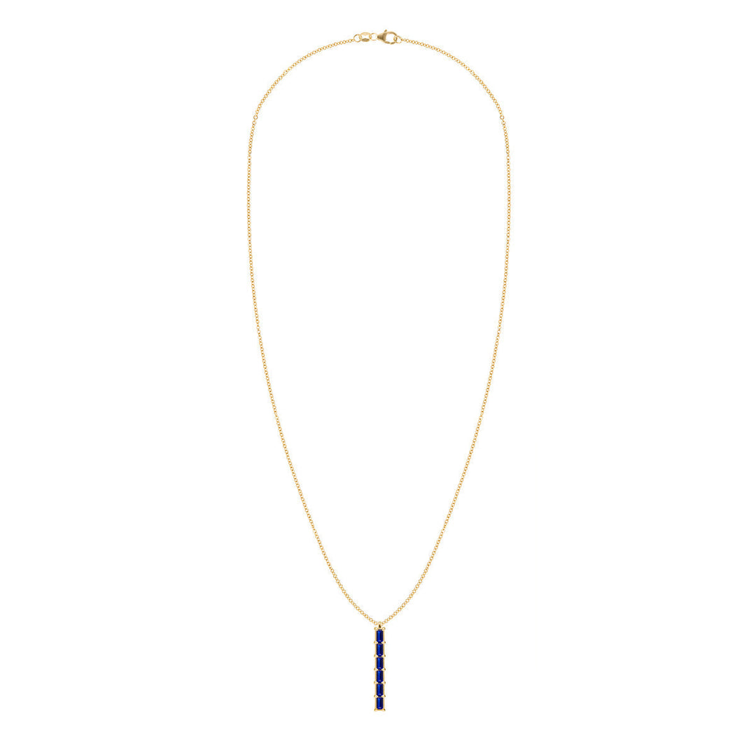 0.84TCW Baguette Cut Sapphire Moissanite September Birthstone Necklace