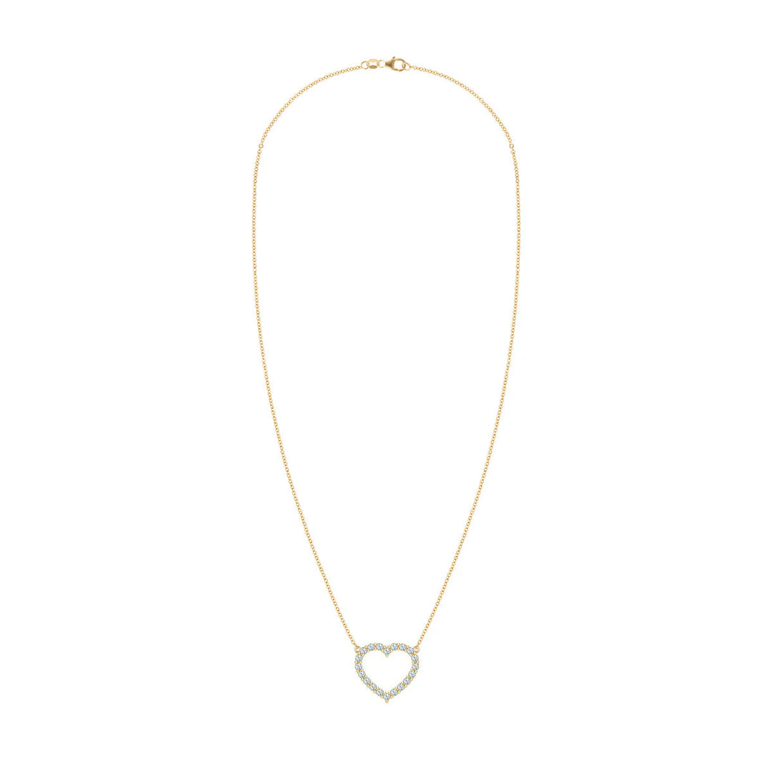 1.45TCW Round Open Heart Moissanite March Birthstone Necklace