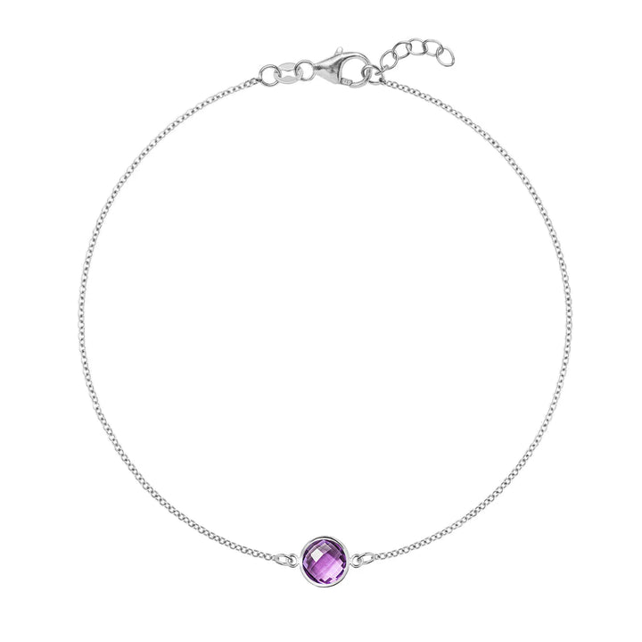 0.40 TCW Round Solitaire Amethyst Moissanite February Birthstone Bracelet