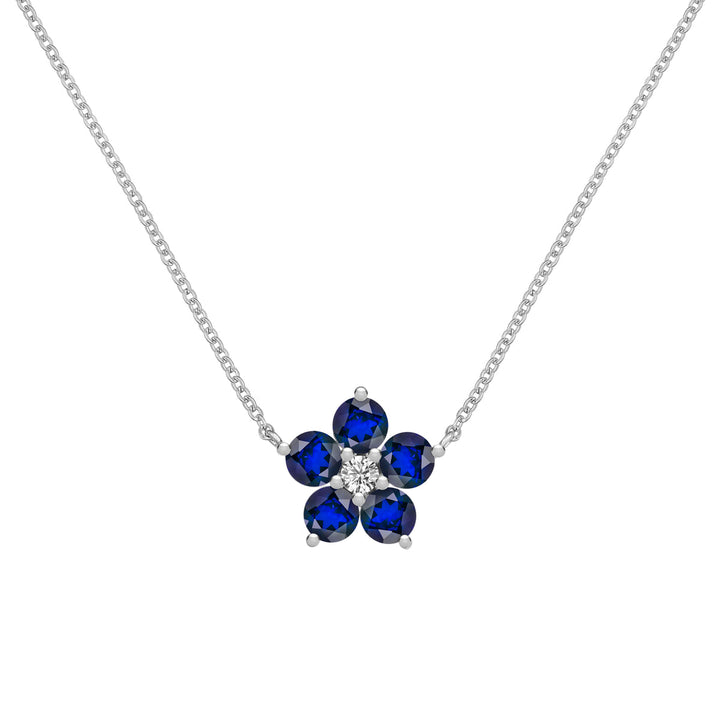 1.45 TCW Round Cut Flower Design Moissanite Necklace-September Birthstone