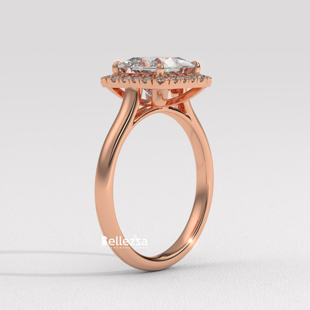 1.0-2.0CT Princess Cut Lab Grown Diamond Halo Set Engagement Ring