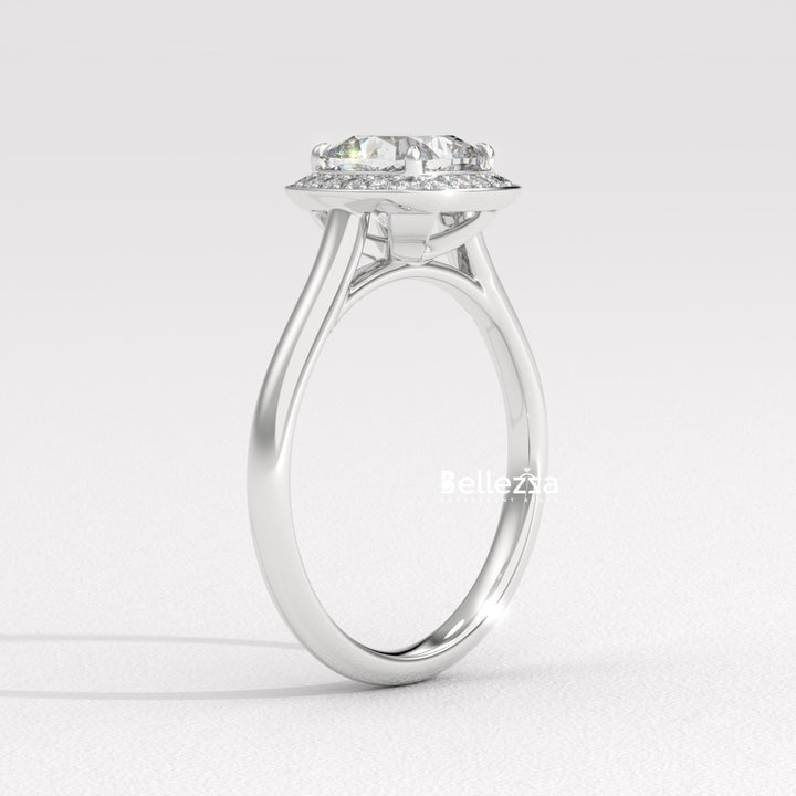 1.50-2.50CT Cushion Cut CVD Diamond Halo Setting Engagement Ring