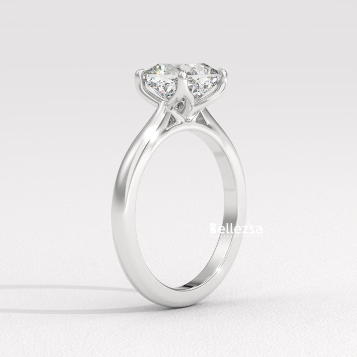 1.0-2.0CT Cushion Diamond Solitaire Setting Lab Grown Engagement Ring