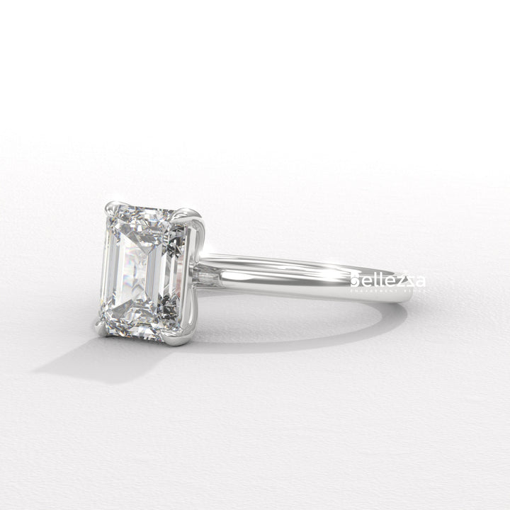 1.0-2.0CT Emerald Diamond Solitaire Setting Lab Grown Engagement Ring