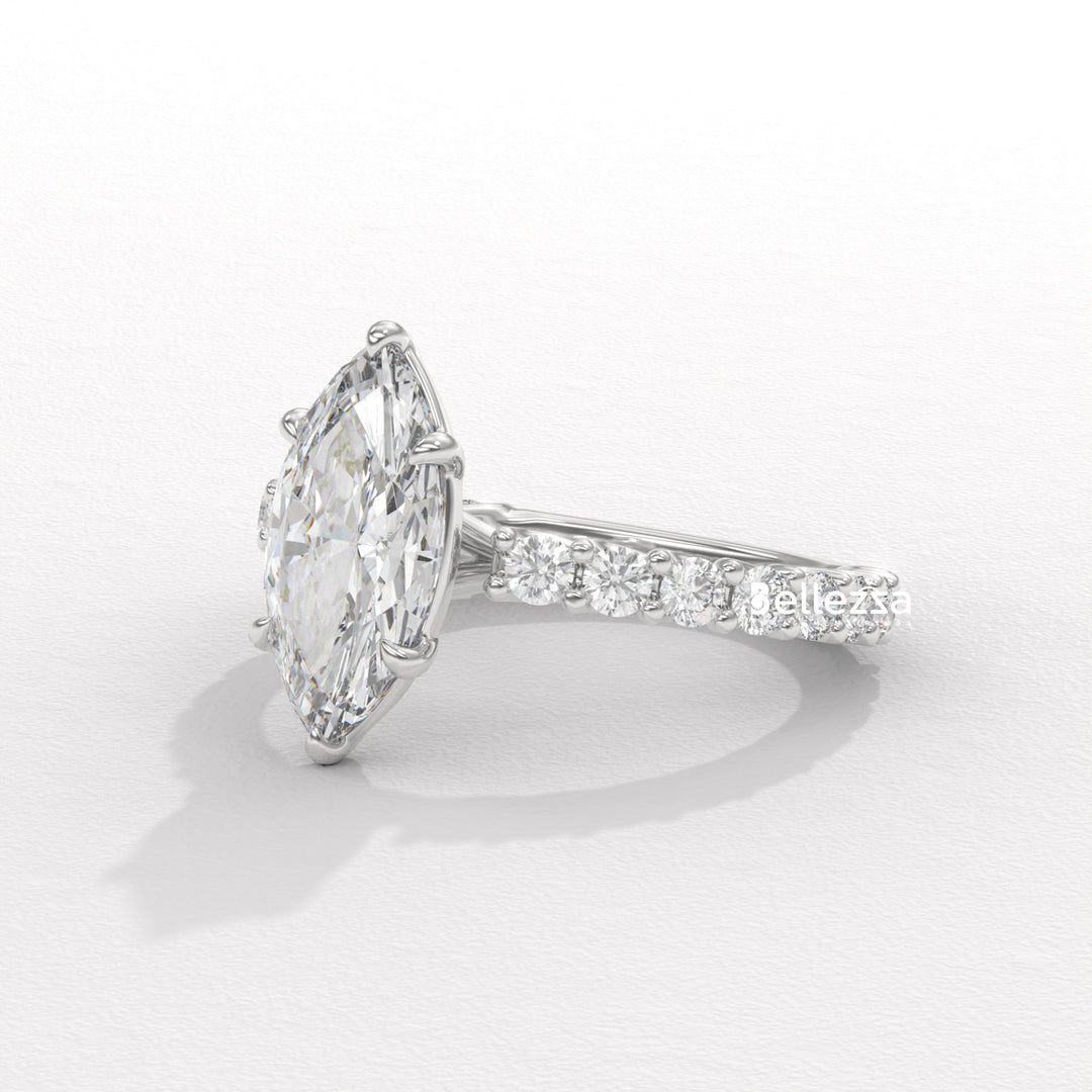 1.50-2.50CT Marquise Cut Pave Setting Lab Grown Engagement Ring