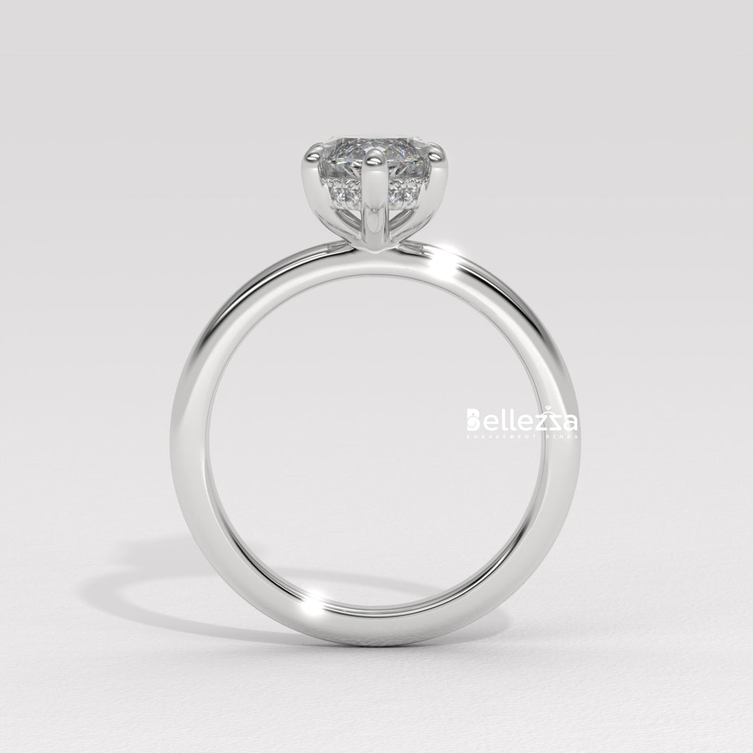 1.50-2.50CT Marquise Cut CVD Diamond Hidden Halo Setting Engagement Ring