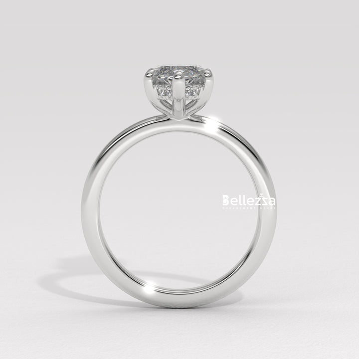 1.50-2.50CT Marquise Cut CVD Diamond Hidden Halo Setting Engagement Ring