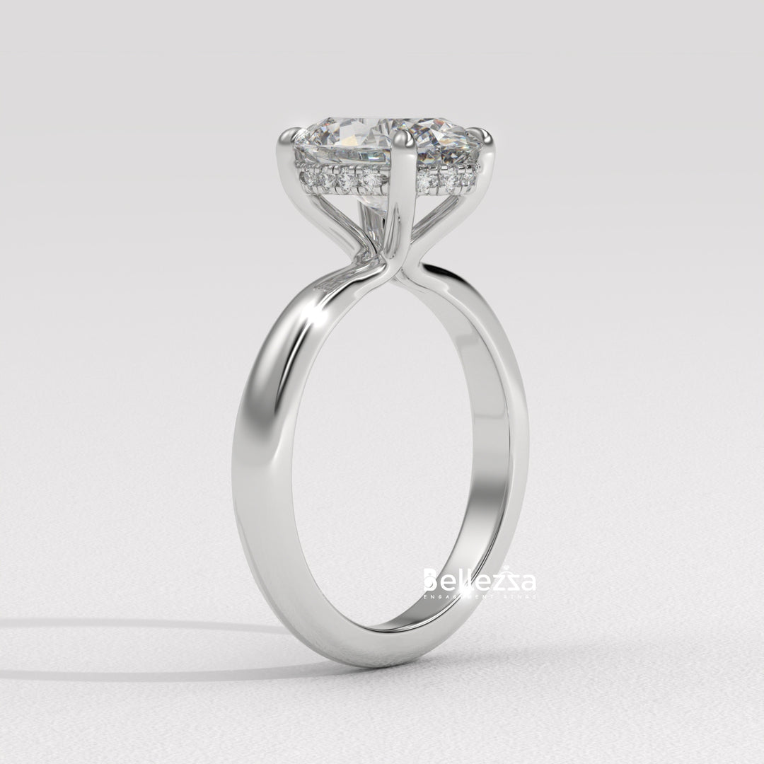 1.50-2.50CT Oval Cut Hidden Halo CVD Diamond Engagement Ring