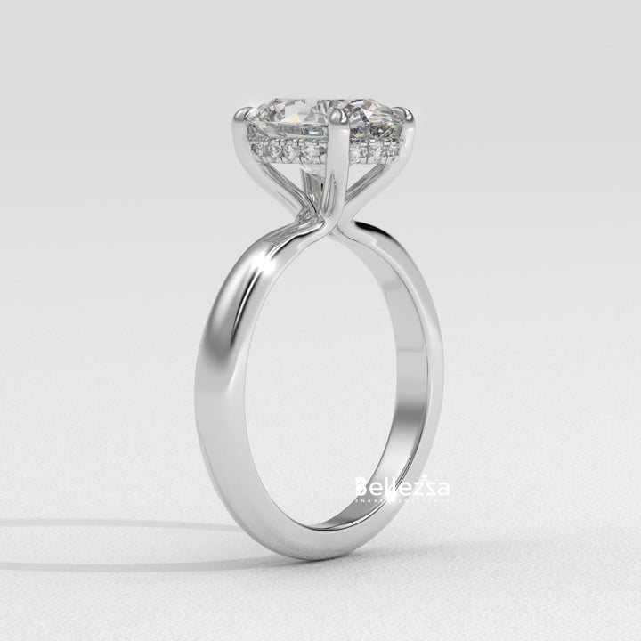 1.50-2.50CT Oval Cut Hidden Halo CVD Diamond Engagement Ring
