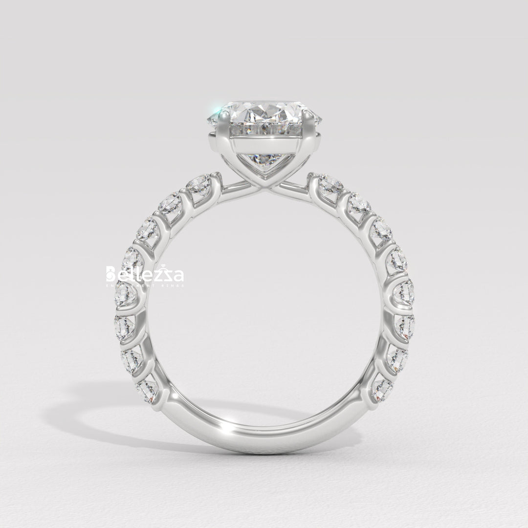 1.50-2.50CT Oval Cut Pave Setting Lab Grown Engagement Ring