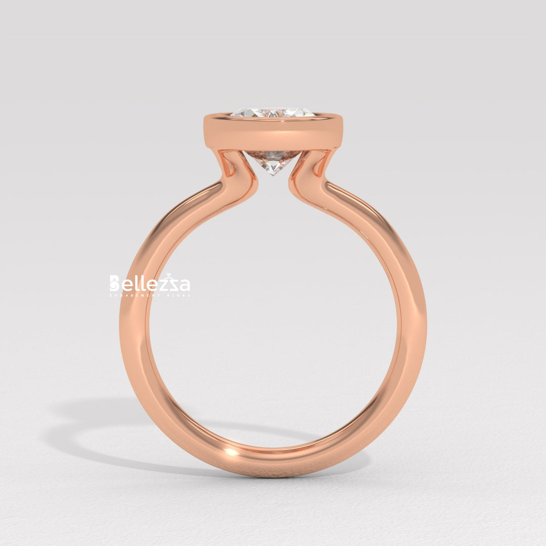 1.50-2.50CT Oval Diamond Bezel Setting Lab Grown Engagement Ring