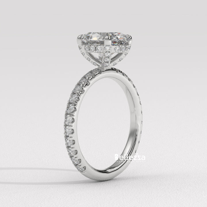 1.50-2.50CT Oval Cut CVD Diamond Pave Setting Engagement Ring