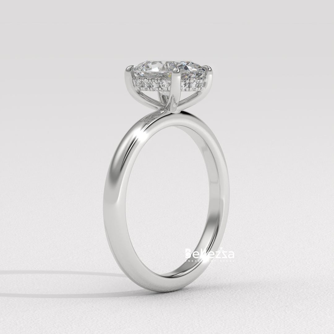 1.0-2.0CT Oval Cut Hidden Halo Lab Grown Engagement Ring