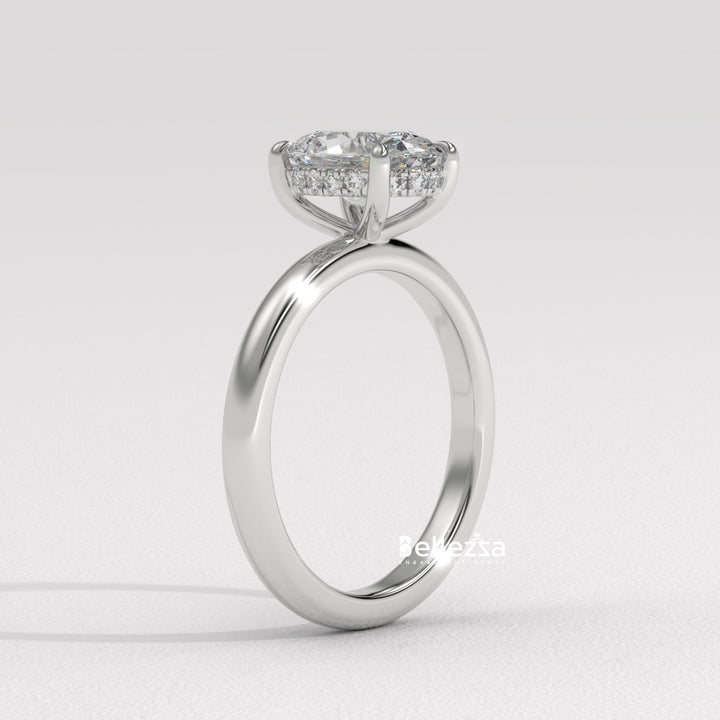 1.0-2.0CT Oval Cut Hidden Halo Lab Grown Engagement Ring