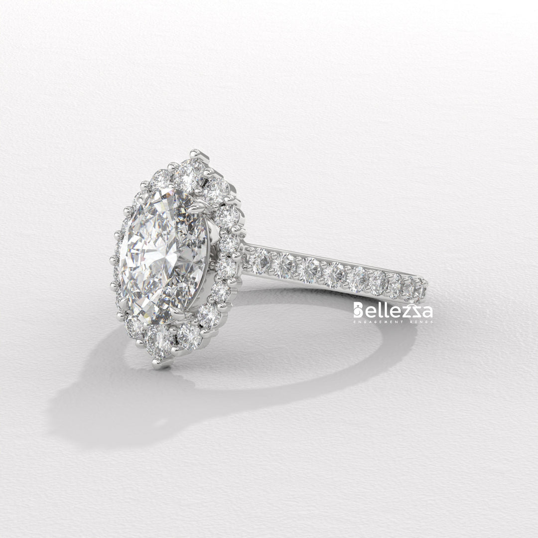 1.50-2.50CT Oval Cut Lab Grown Diamond Cluster Setting Engagement Ring
