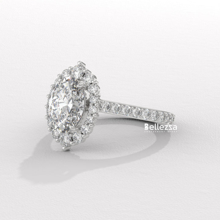 1.50-2.50CT Oval Cut Lab Grown Diamond Cluster Setting Engagement Ring