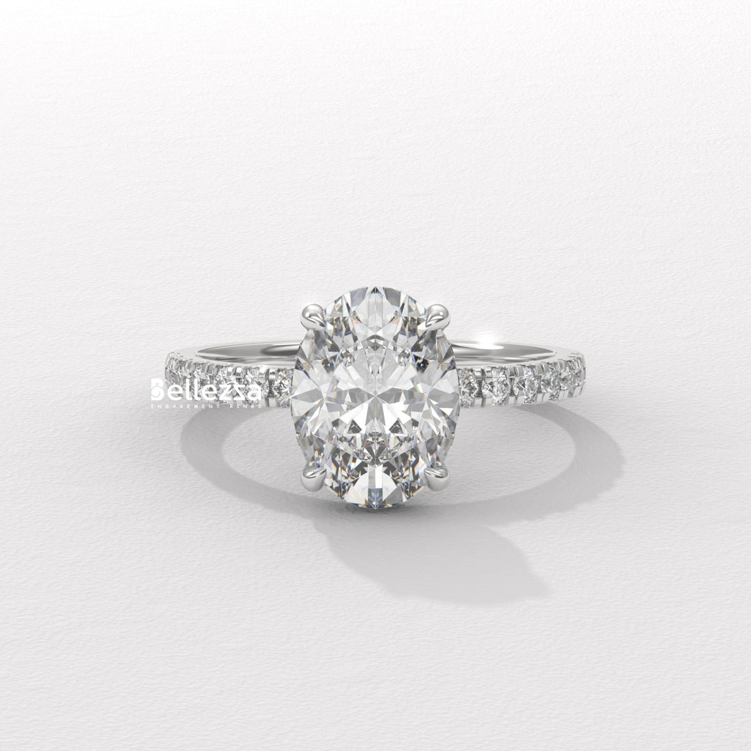 1.50-2.50CT Oval Diamond Hidden Halo Lab Grown Engagement Ring