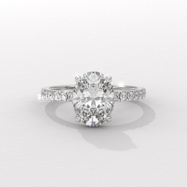 1.50-2.50CT Oval Diamond Hidden Halo Lab Grown Engagement Ring