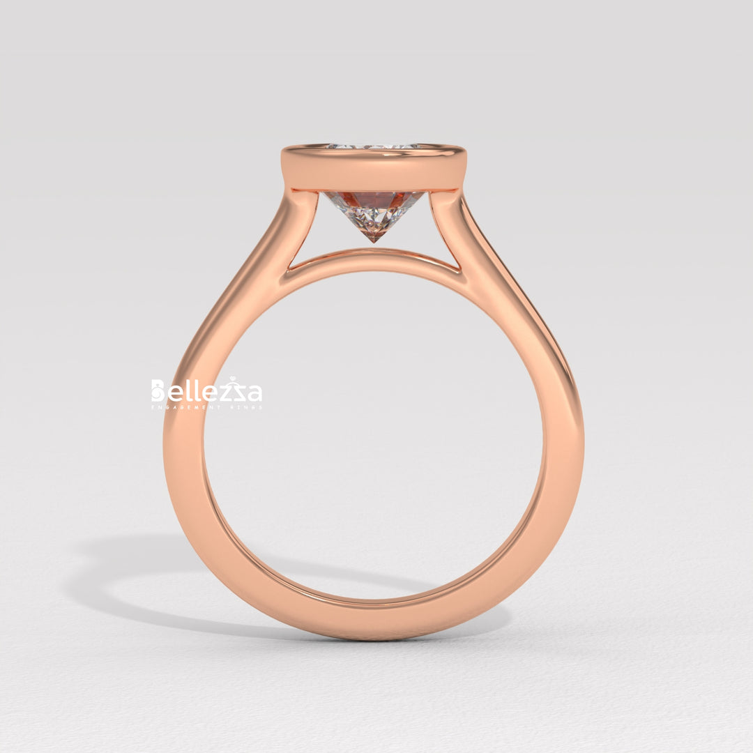 1.0-2.0CT Oval Diamond Bezel Setting Solitaire Lab Grown Engagement Ring