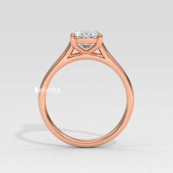 1.0-2.0CT Oval Diamond Solitaire Lab Grown Engagement Ring