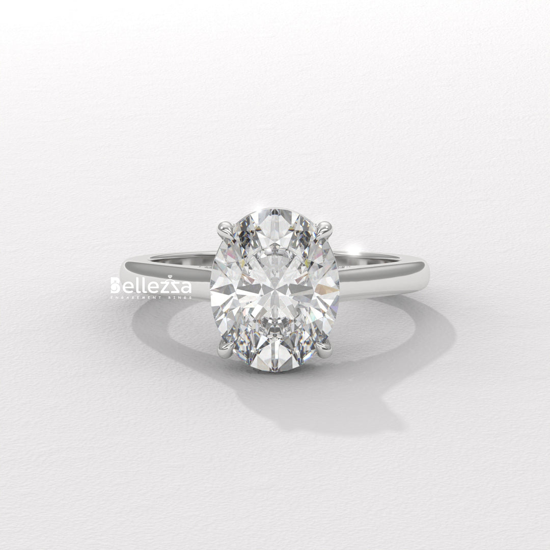 1.50-2.50CT Oval Cut CVD Diamond Hidden Diamond Engagement Ring