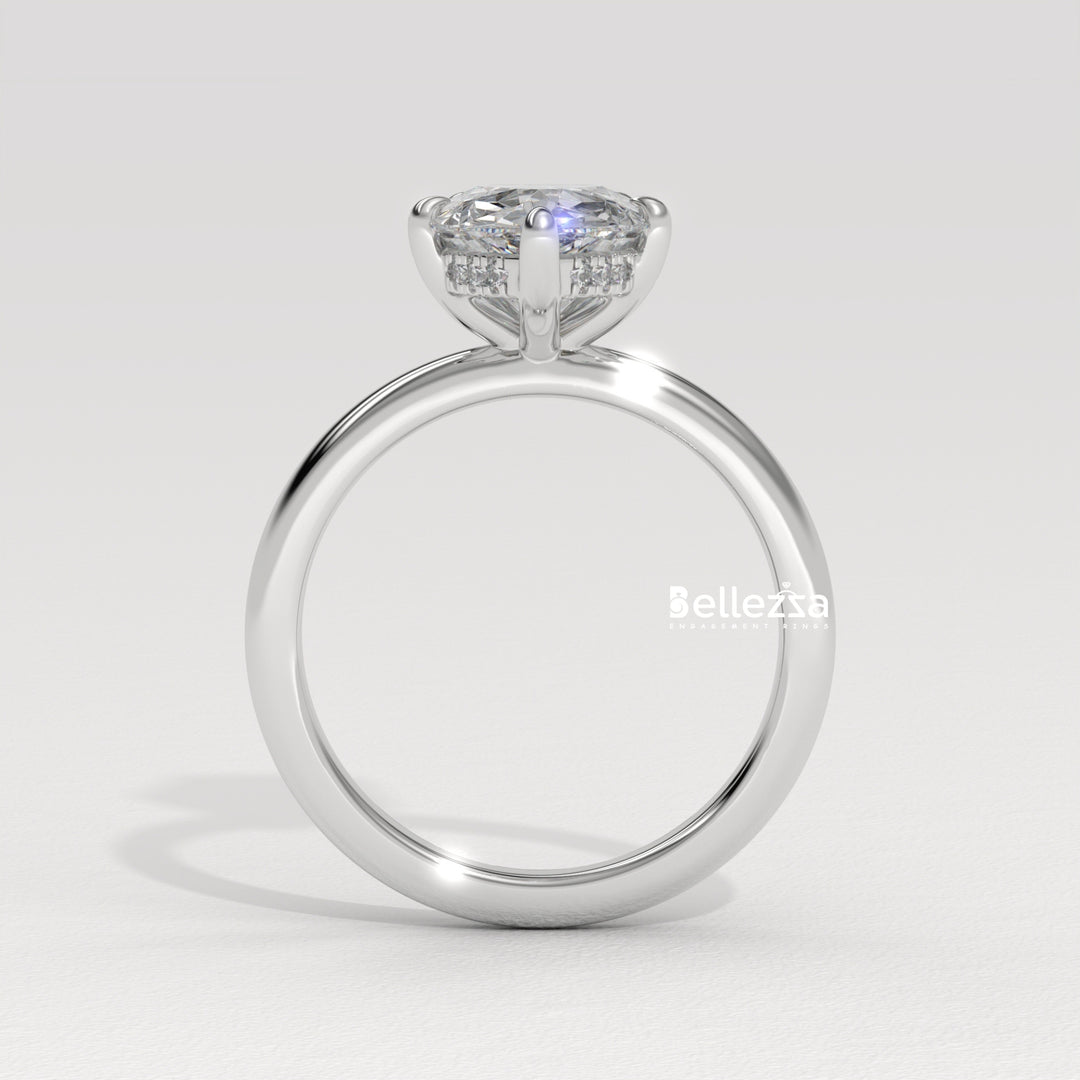 2.0-3.0CT Pear Cut Hidden Halo CVD Diamond Engagement Ring