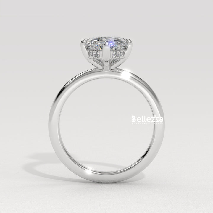 2.0-3.0CT Pear Cut Hidden Halo CVD Diamond Engagement Ring