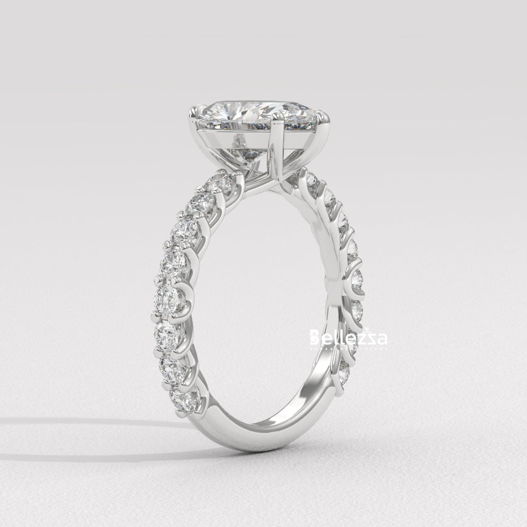 1.50-2.50CT Pear Diamond Pave Setting Lab Grown Engagement Ring