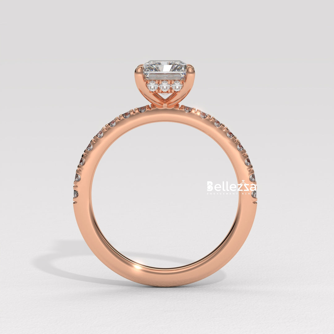 1.50-2.50CT Radiant Cut Hidden Halo Lab Grown Engagement Ring