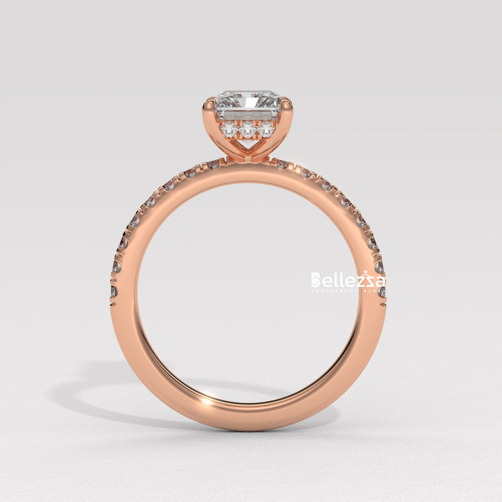 1.50-2.50CT Radiant Cut Hidden Halo Lab Grown Engagement Ring