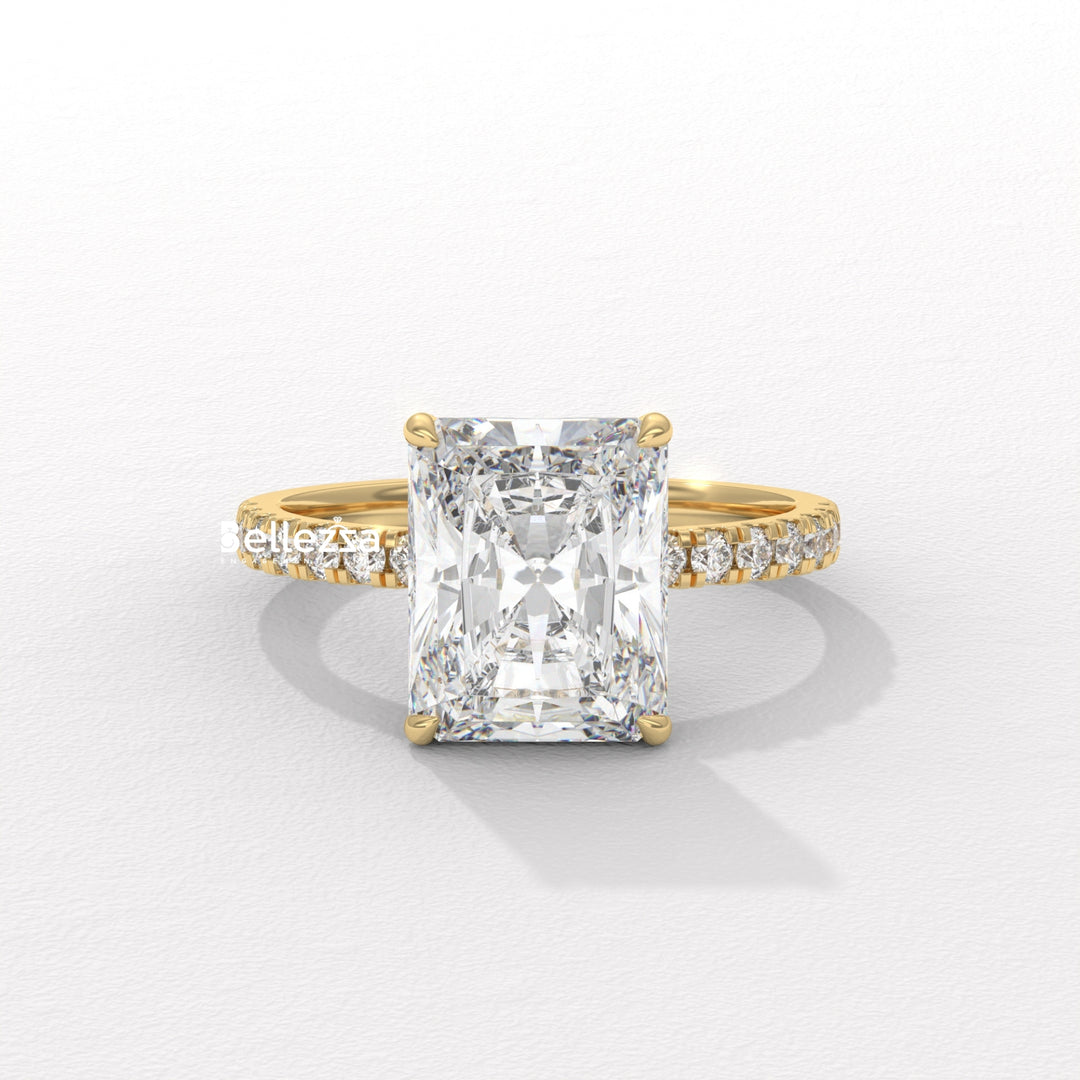2.50-3.50CT Radiant Diamond Hidden Halo Lab Grown Engagement Ring