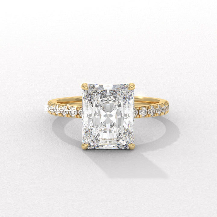 2.50-3.50CT Radiant Diamond Hidden Halo Lab Grown Engagement Ring