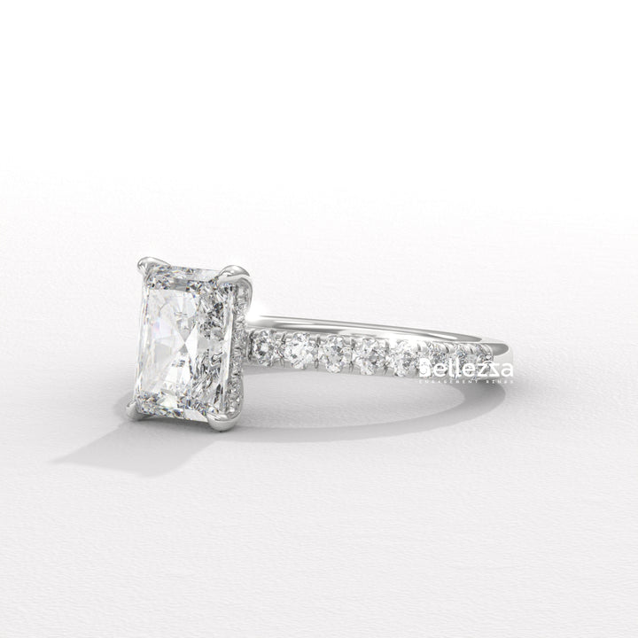 1.50-2.50CT Radiant Cut Hidden Halo Lab Grown Engagement Ring