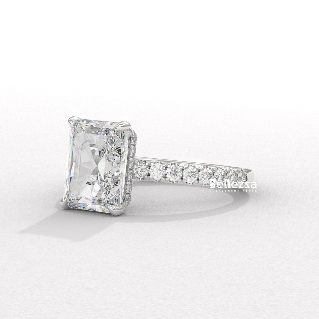 2.50-3.50 CT Radiant Diamond Pave Setting Lab Grown Engagement Ring