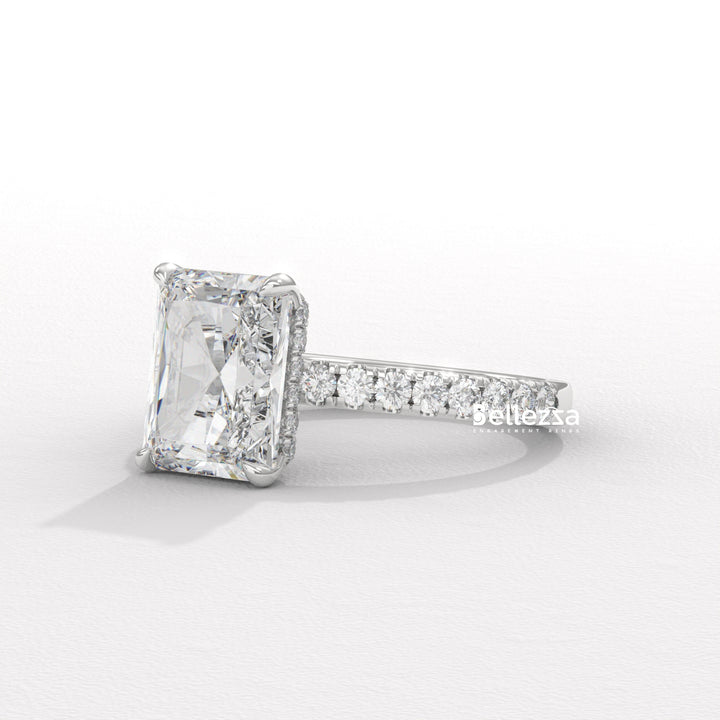 2.50-3.50 CT Radiant Diamond Pave Setting Lab Grown Engagement Ring